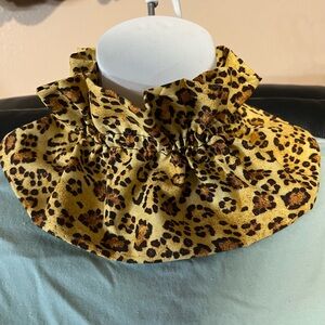 Leopard Print Ruffled Neck Accessory. Removable collars. Handmade by me.